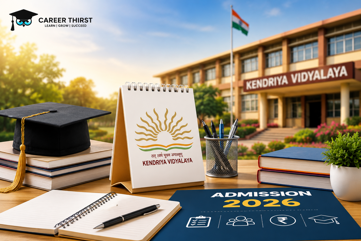 Kendriya Vidyalaya Admission 2026 guide featuring KVS admission form, eligibility criteria, fees, selection process, and school information with educational setup