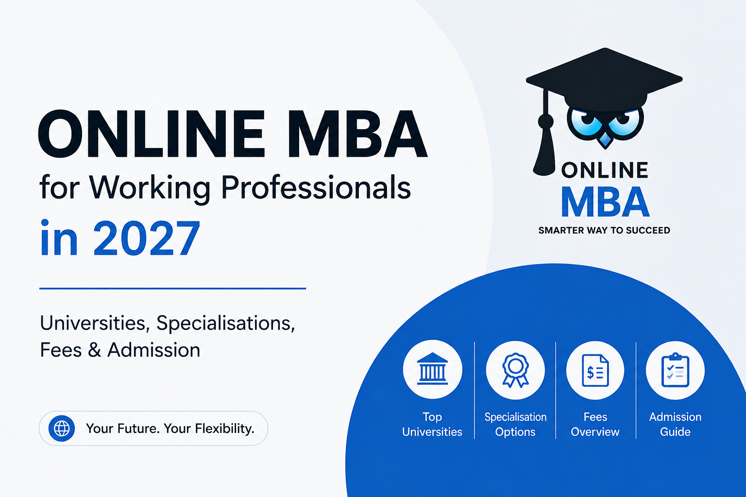 Online MBA for working professionals in 2027 featuring universities, specialisations, fees, and admission information
